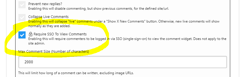 Configuration Option for Locking Down Comments via SSO